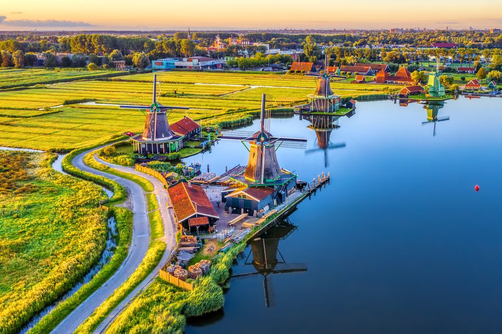 Windmills in Zaandam near Amsterdam, North Holland, Netherlands, Europe